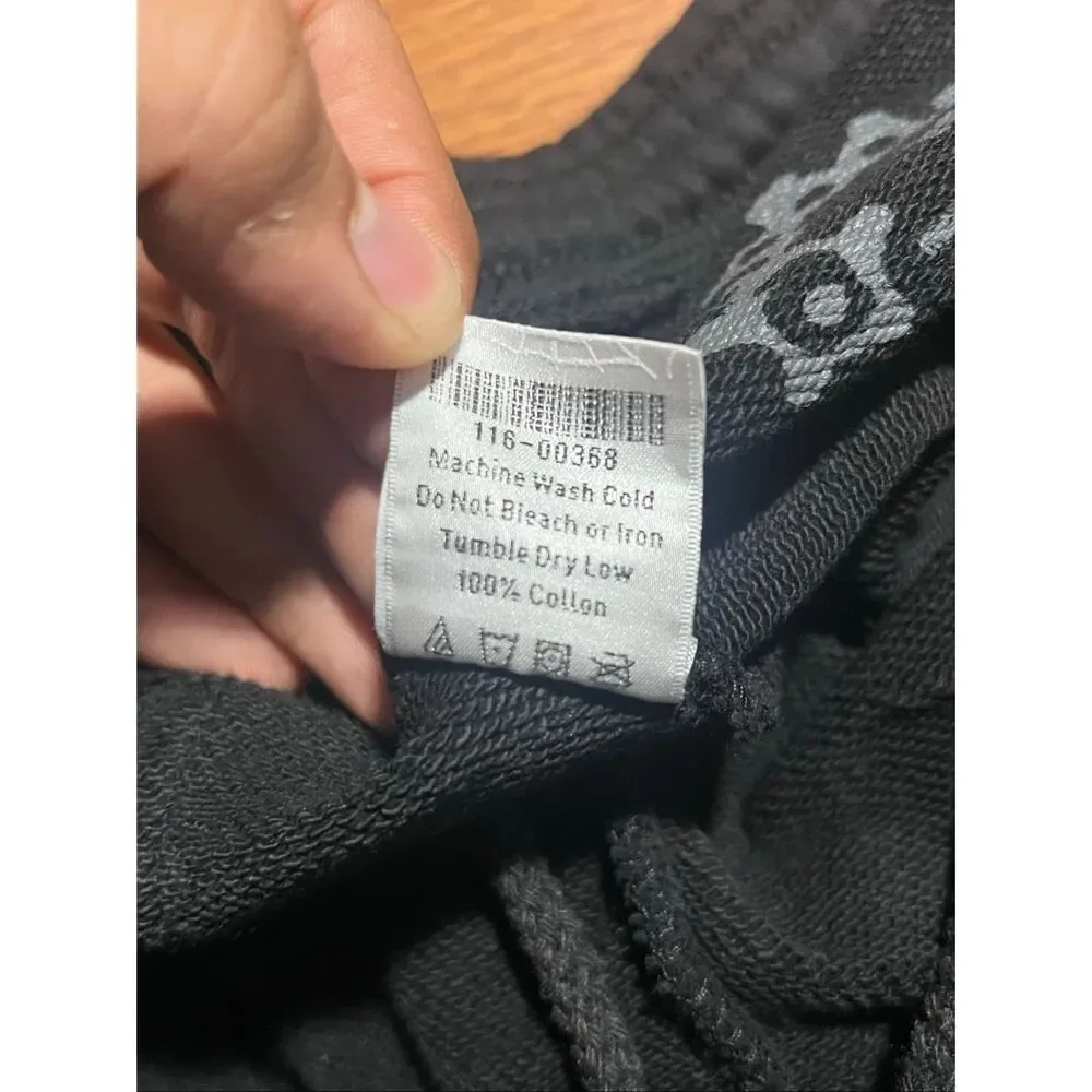 Sp5der Men’s Puff Print Black Logo Sweatpants Medium